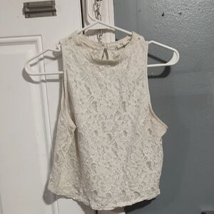 Rolla Coster Cream Cropped Sleeveless Tank Top